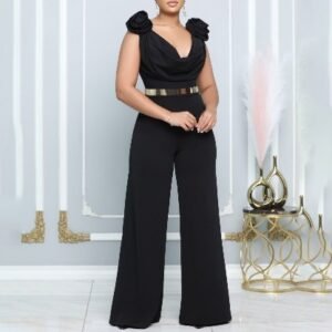 CZ2-C8580 | Floral-Shoulder Wide-Leg Jumpsuit