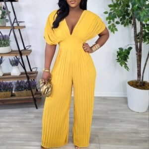 CZ2-C8592 | Pleated Wide-Leg Jumpsuit
