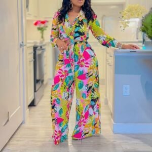 CZ2-C8597 | Printed Wide-Leg Jumpsuit