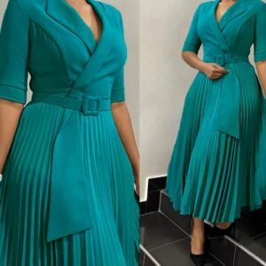 CZ2-C8599 | Pleated Wrap Midi Dress