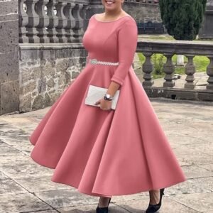 CZ2-C8600 | Long-Sleeve A-Line Maxi Dress