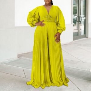 CZ2-C8603 | Zip-Front Pleated Maxi Dress