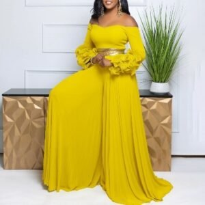CZ2-C8611 | Floral-Detail Off-Shoulder Maxi Dress