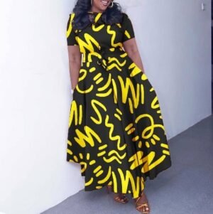 CZ2-C8619 | Printed A-Line Maxi Dress