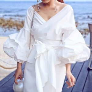 CZ2-C8621 | Off-Shoulder Layered-Sleeve Top