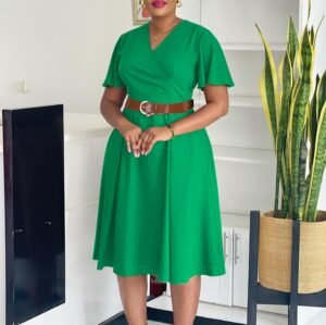 CZ2-C8636 | Belted Wrap Midi Dress