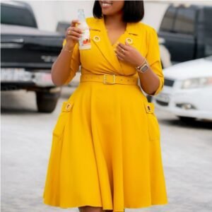 CZ2-C8647 | Belted Wrap A-Line Midi Dress