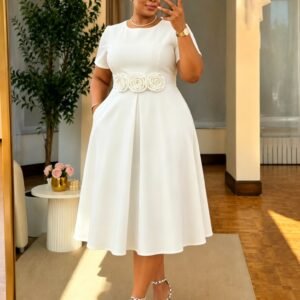CZ2-C8667 | Lace-Waist A-Line Midi Dress