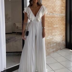 CZ2-D3264-C1 | Ruffle-Sleeve Empire-Waist Maxi Dress
