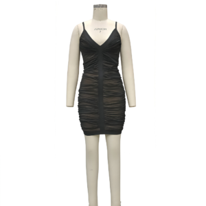 HT38129 | Mesh Ruched Bandage Dress