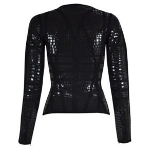 HT1710 | Sequin Long-Sleeve Bandage Top