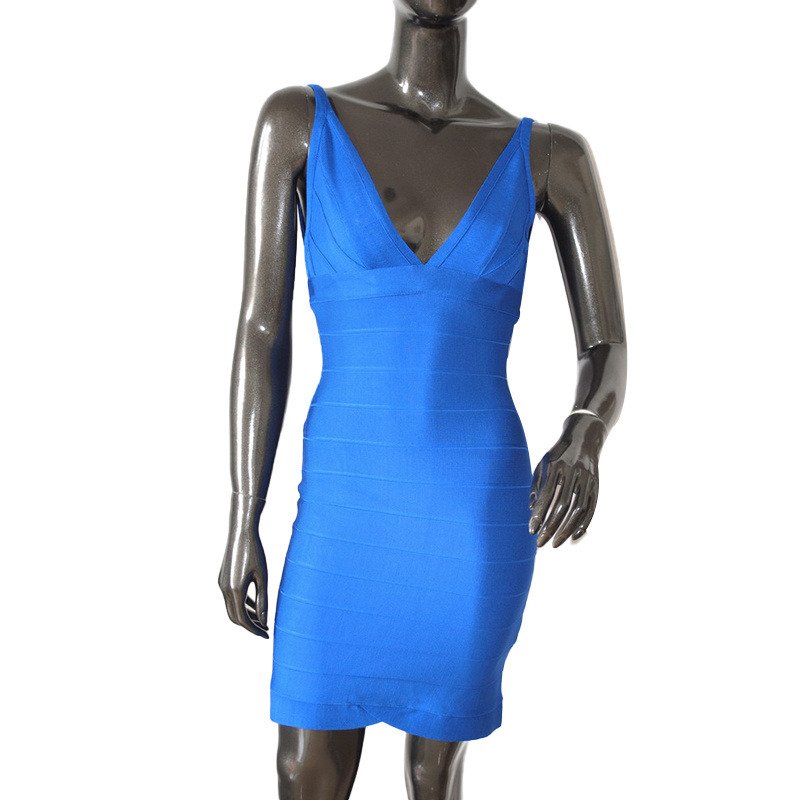 HT469 | V-Neck Sleeveless Bandage Mini Dress - Image 5