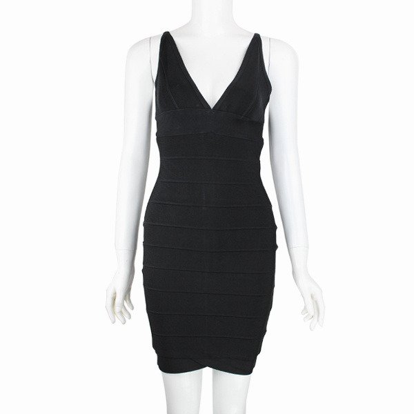 HT469 | V-Neck Sleeveless Bandage Mini Dress - Image 9