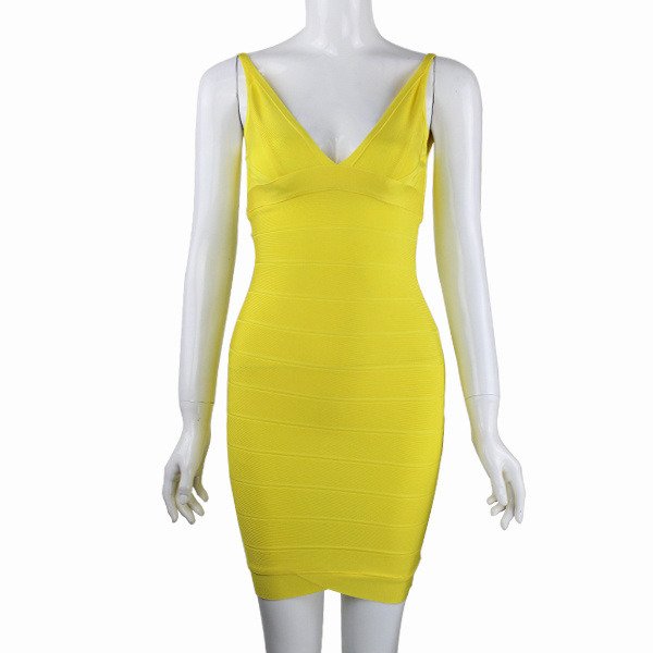 HT469 | V-Neck Sleeveless Bandage Mini Dress - Image 10