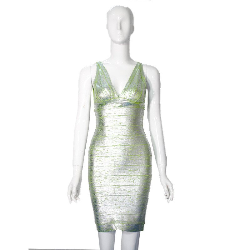 HT469 | V-Neck Sleeveless Bandage Mini Dress - Image 11