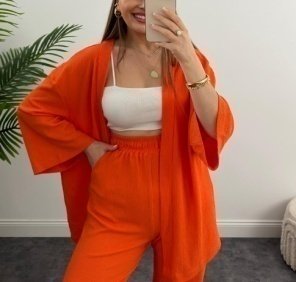 QZ-SH169 | Blazer Crop Top and Trousers Set
