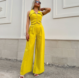 QZ-SH312 | Sleeveless Vest and Wide-Leg Trousers Set