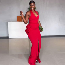 QZ-SH3131 | Ruffle One-Shoulder Maxi Dress