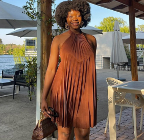 QZ-SH3281 | Pleated Halter Mini Dress