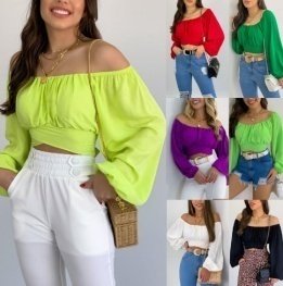 QZ-SH380 | Off-Shoulder Crop Top