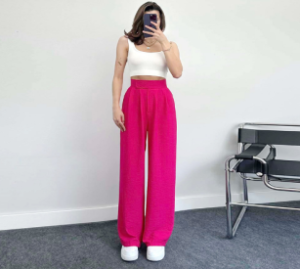 QZ-SH513 | Sleeveless Crop Top and Wide-Leg Trousers Set