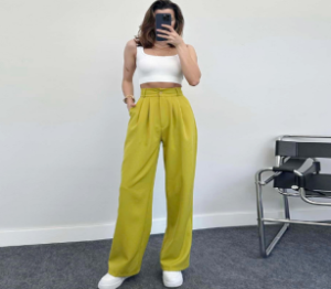 QZ-SH514 | Sleeveless Crop Top and Wide-Leg Trousers Set
