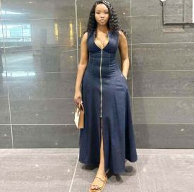 QZ-SH5164 | Zip-Front Sleeveless Maxi Dress