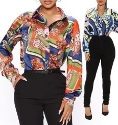 QZ-SH541 | Printed Long-Sleeve Blouse