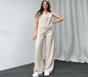 QZ-SH572 | Blouse and Wide-Leg Trousers Set