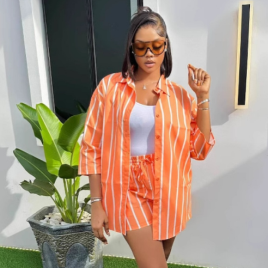 QZ-SH5910 | Striped Shirt and Shorts Set