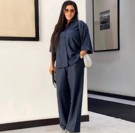 QZ-SH6149 | Shirt and Wide-Leg Trousers Set