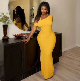 QZ-SH6274 | One-Shoulder Maxi Dress
