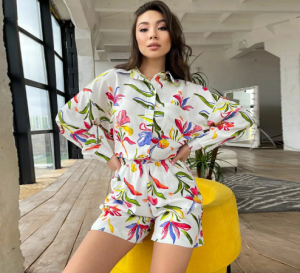 QZ-SH628 | Printed Shirt and Shorts Set