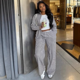 QZ-SH6455 | Three-Piece Blazer Top and Trousers Set