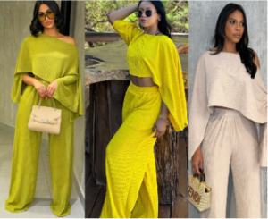 QZ-SH6585 | Knit Crop Top and Wide-Leg Trousers Set
