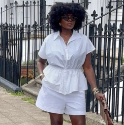 QZ-SH6684 | Belted Shirt and Shorts Set