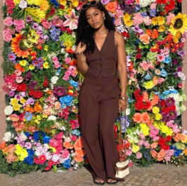 QZ-SH6721 | Sleeveless Belted Jumpsuit