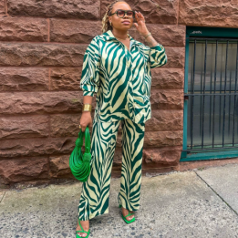 QZ-SH7104 | Zebra Print Shirt and Trousers Set
