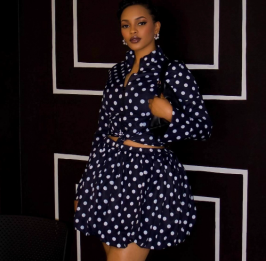 QZ-SH7127 | Polka-Dot Shirt Mini Dress