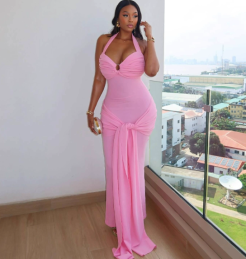 QZ-SH7128 | Ruched Sleeveless Maxi Dress