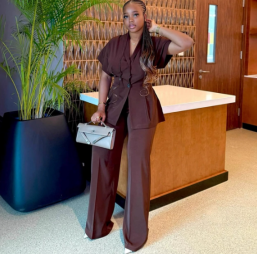 QZ-SH7318 | Belted Blazer and Wide-Leg Trousers Set