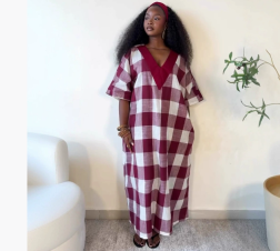 QZ-SH7340 | Colorblock Kaftan Maxi Dress