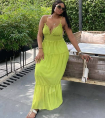 QZ-SH7393 | Tiered Halter Maxi Dress