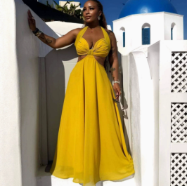 QZ-SH7541 | Cutout Halter Wide-Leg Jumpsuit