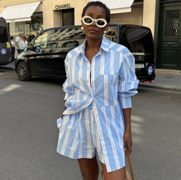 QZ-SH7566 | Striped Shirt and Shorts Set