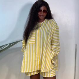 QZ-SH7598 | Striped Oversized Shirt