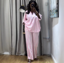 QZ-SH7661 | Striped Shirt and Trousers Set