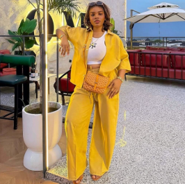 QZ-SH7664 | Blazer and Wide-Leg Trousers Set