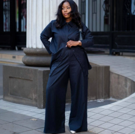 QZ-SH7708 | Pinstripe Blazer and Trousers Set