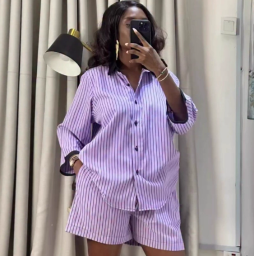 QZ-SH7715 | Striped Shirt and Shorts Set